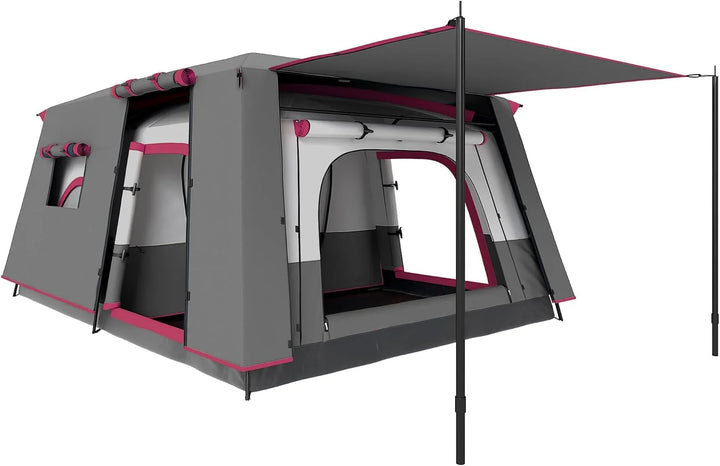Outsunny Tienda de Campaña Familiar para 4 Personas Tienda de Camping Tipo Túnel con 2 Habitaciones Porche Impermeable 3000 mm Anti-UV para Pescar Senderismo