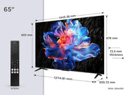 TCL 65V6C Televisor 65 Pulgadas 4K Smart TV LED, HDR, Google TV, Dolby Audio, Alexa y Google Assistant, Chromecast Built-in, Motion Clarity