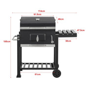 Barbacoa De Carbón Arnad Con 3 Estantes Acero 105x114x48cm - Negro [casa.pro]