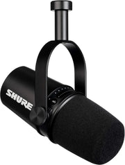 Shure MV7+ Dynamic Podcast Microphone, OBS Certified, Enhanced Audio, LED Panel, USB-C and XLR Outputs, Digital Anti-Pop Filter, Reverb Effects, Black