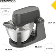 Kenwood Multi Tasker – Amasadora Multifunción con Batidora de Vaso y Procesador de Alimentos, Robot de Cocina 1,7 kg de Masa para Pan y Pizza, Tapa Antisalpicaduras, Gris (KHC30.050GY)