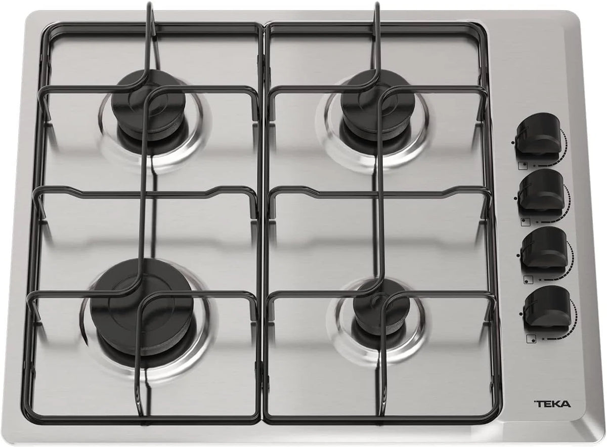TEKA Placa de Gas Butano, 60 cm, 4 Fuegos, Mandos Ergonómicos, Seguridad Termopar, Parrillas Esmaltadas, HLX 640 KL