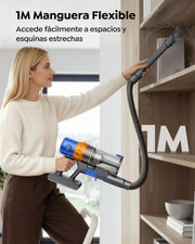Aspiradora sin Cable 600W/50KPA/65Min(ECO), Escoba Aspiradora sin Cable Vertical X13 con Adaptador curvo de 90°, AUTO Modo, Carga de Pared, Aromaterapia, Manguera de 1M, para Cabello/Alfombras/Pisos