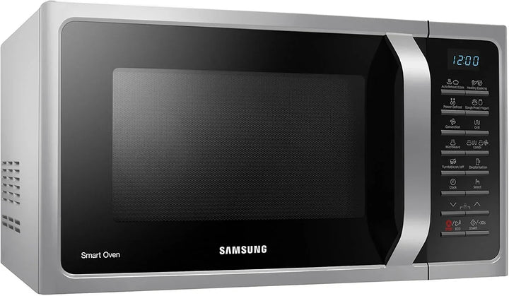 SAMSUNG MC28H5015CS Microwave (Countertop, Combination Microwave, 28 L, 900W/1500W, Buttons, Aluminium, with Stainless Steel Grill) Silver and Black