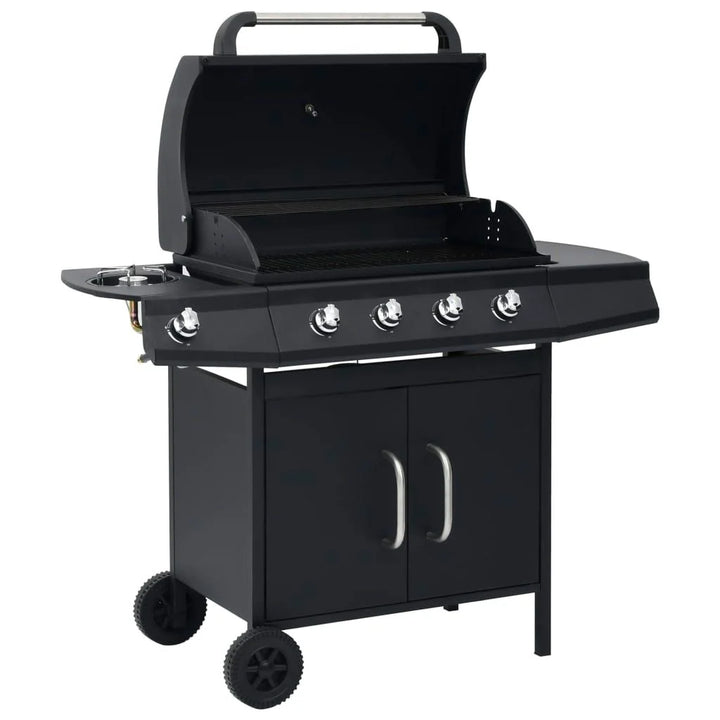 Barbacoa Grill De Gas 4+1 Quemadores Negro Vidaxl