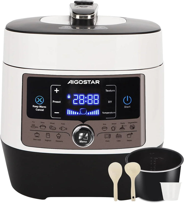 Aigostar Olla Eléctrica Programable a Presión 5,5L 1000W Olla Express