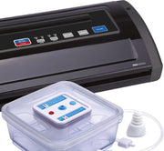 Jata EV1026 Envasadora al Vacío, 130 W, Potencia de Succión 0,85 bar, Capacidad de la Bomba 12 L por min, Permite el Vacío de Recipientes, Apta Bolsas 28 cm de ancho, Para Alimentos Secos y Salsas, Incluye 1 Recipiente Hermético 2 Rollo 2 Bomba Vacío