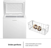 Corberó - Arcón Congelador Horizontal | CCHM1006M | 99L | 54,7cm x 84,9cm | Motor Inverter 38db | Sistema Dual | Súper Congelación | Control con Display | 1 Cesta |Blanco