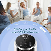 Levoit-Turmventilator mit Fortschrittlichem Schlafmodus-Ventilator leise 12Std Timer 4 Modi 5 Geschwindigkeiten-Automatikbetrieb mit Sensor-Oszillation Tower Fan mit Fernbedienung Weiß 92CM