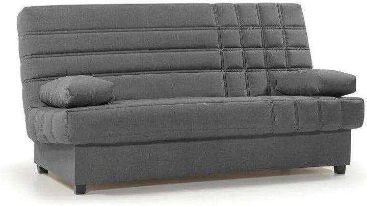SHIITO | Sofá Cama 3 Plazas con Arcón - Modelo Trevor- Apertura Clic-Clac | 100x193x100 cm | 2 Cojines Incluidos | Color Gris Oscuro Comodidad | Comodidad con Estilo