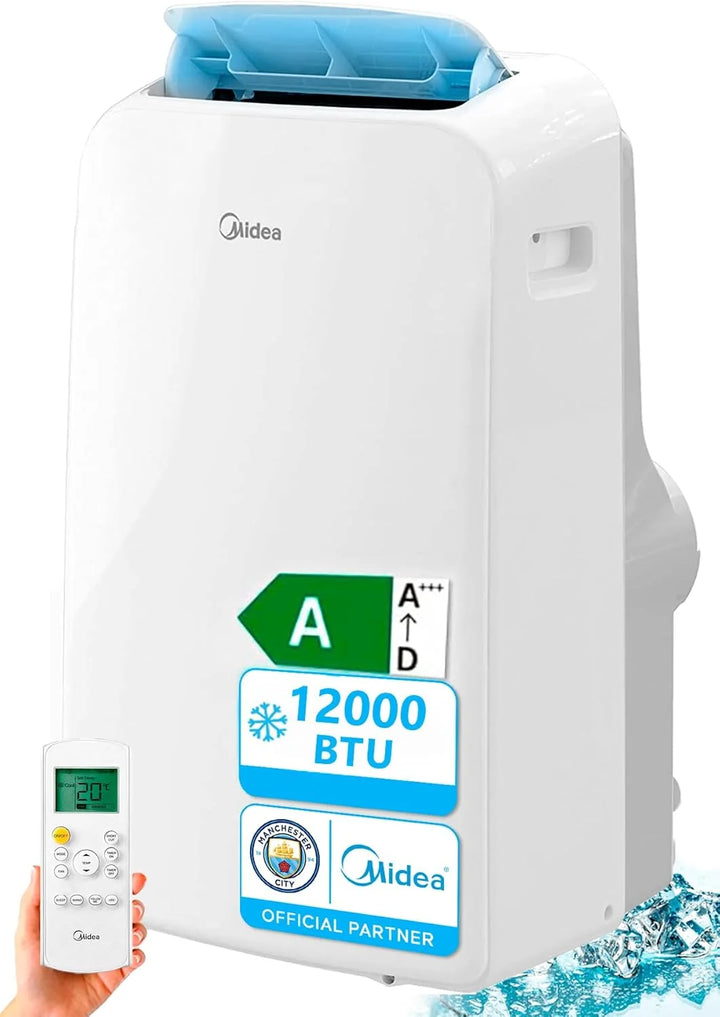 MIDEA Pingüino Aire Acondicionado Portátil 3 en 1 | 3000 Frigorías / 12000 BTU | Air conditioner Silencioso 43m2 - Deshumidificador Ventilador Climatizador 3500 W - 4 modalidades con kit de ventana