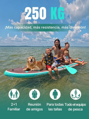 Niphean (Extra Grande) Tabla Paddle Surf Hinchable para 2+1 Personas/Familia, Paddle Surf con (Apto para Principiantes) Aleta Equilibrada, Funda Waterproof, Sup Board para Adultos, Regalo