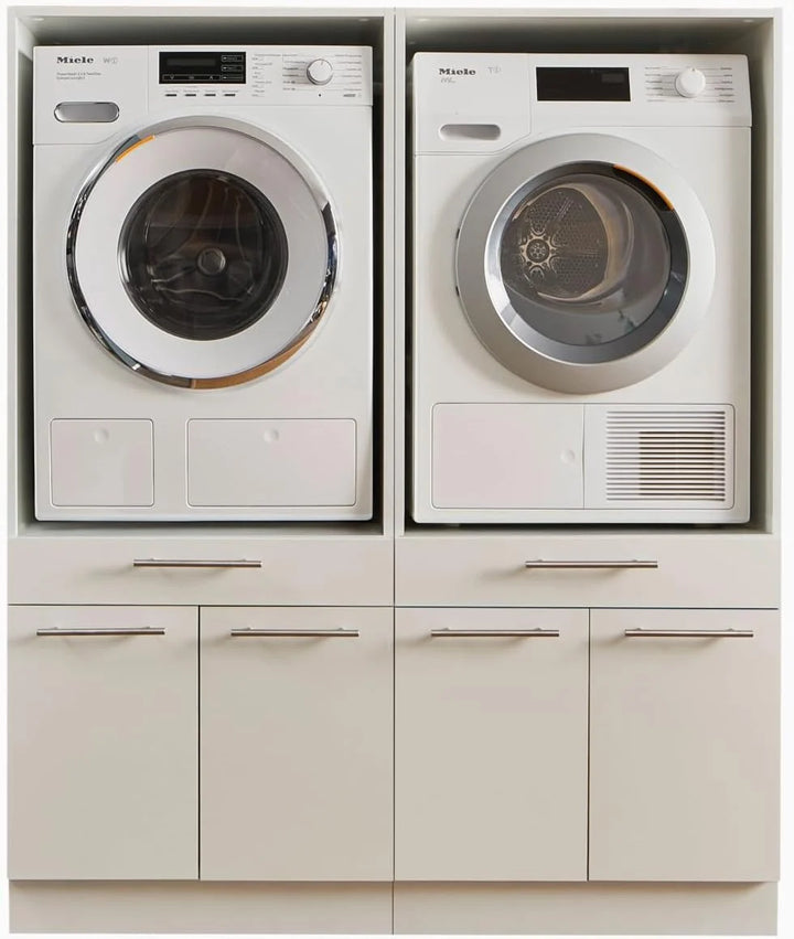 Laundreezy 2X - Armario para Lavadora, Color Blanco, Armario Sobrepuesto para Lavadora con certificación TÜV y Mucho Espacio de Almacenamiento, 135 x 162 x 67,5 cm (Ancho x Alto x Profundo)