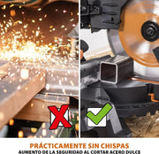 Evolution Power Tools R255SMS-DB ingletadora, Sierra ingletadora deslizante multimaterial de 255 mm, con doble bisel y paquete plus, hasta 300 mm x 90 mm, 5° a izquierda y derecha, inglete de 50°