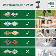 Bosch taladro percutor a batería EasyImpact 18V-40 (2x batería de 2,0 Ah, sistema de 18 V, set de destornilladores y brocas para madera, piedra y metal de 43 piezas, en caja)
