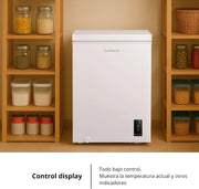 Corberó - Arcón Congelador Horizontal | CCHM1006M | 99L | 54,7cm x 84,9cm | Motor Inverter 38db | Sistema Dual | Súper Congelación | Control con Display | 1 Cesta |Blanco