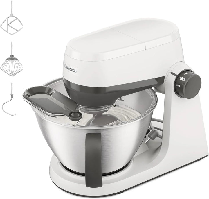 Kenwood Multi Tasker – Robot de Cocina con Cabezal Elevable, Bol 4,3L, Capacidad 1,7 kg de Masa, Amasadora y Batidora de Vaso con Conexión para Accesorios y Tapa Antisalpicaduras, Blanco (KHC30.000WH)