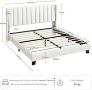 Yaheetech Upholstered Bed with Padded Headboard 16 x 200 cm Beige